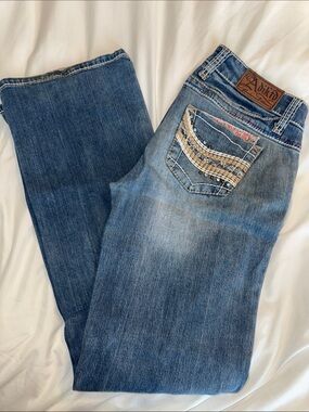 Adiktd Women's Blue Bootcut Jeans with Embellished Back Pockets